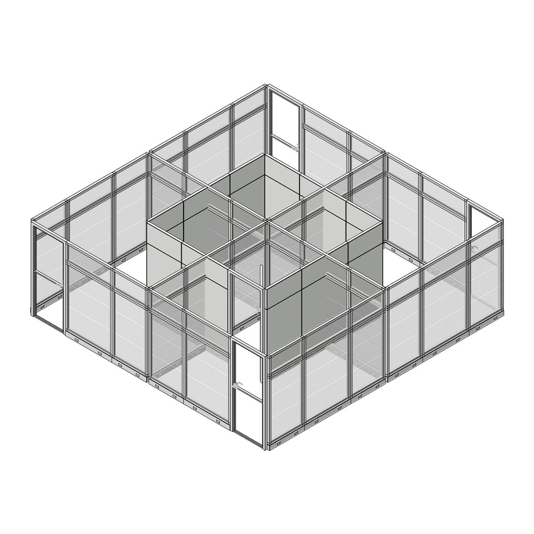 10 x 10 Modern Private Office Glass Cubicle Groups - Bizcubes